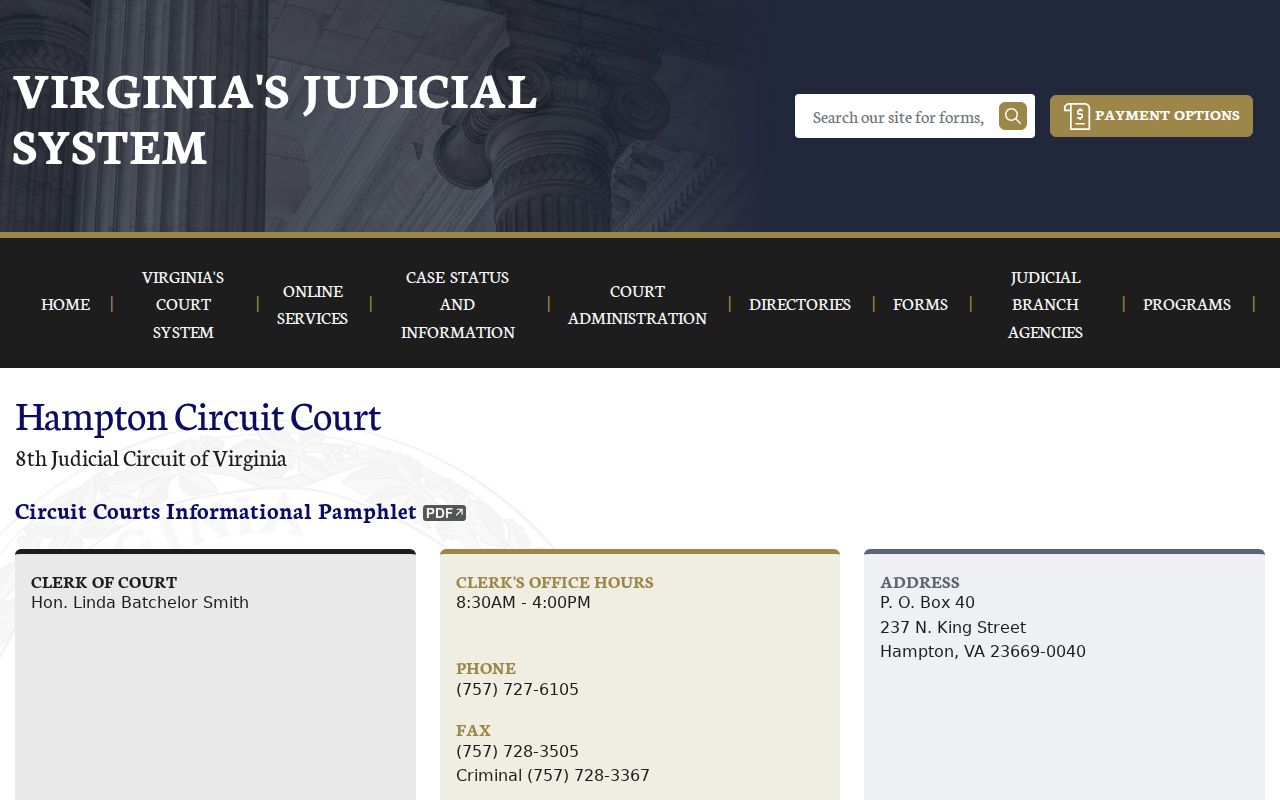Hampton criminal court cases Circuit Court clerk page