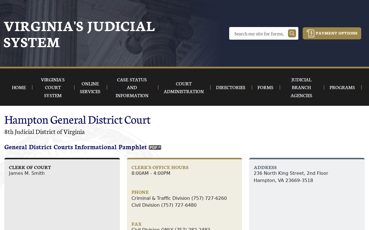 Hampton criminal court cases General District Court page