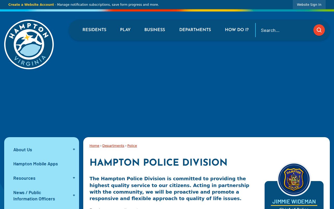 Hampton Police Division criminal records office identity