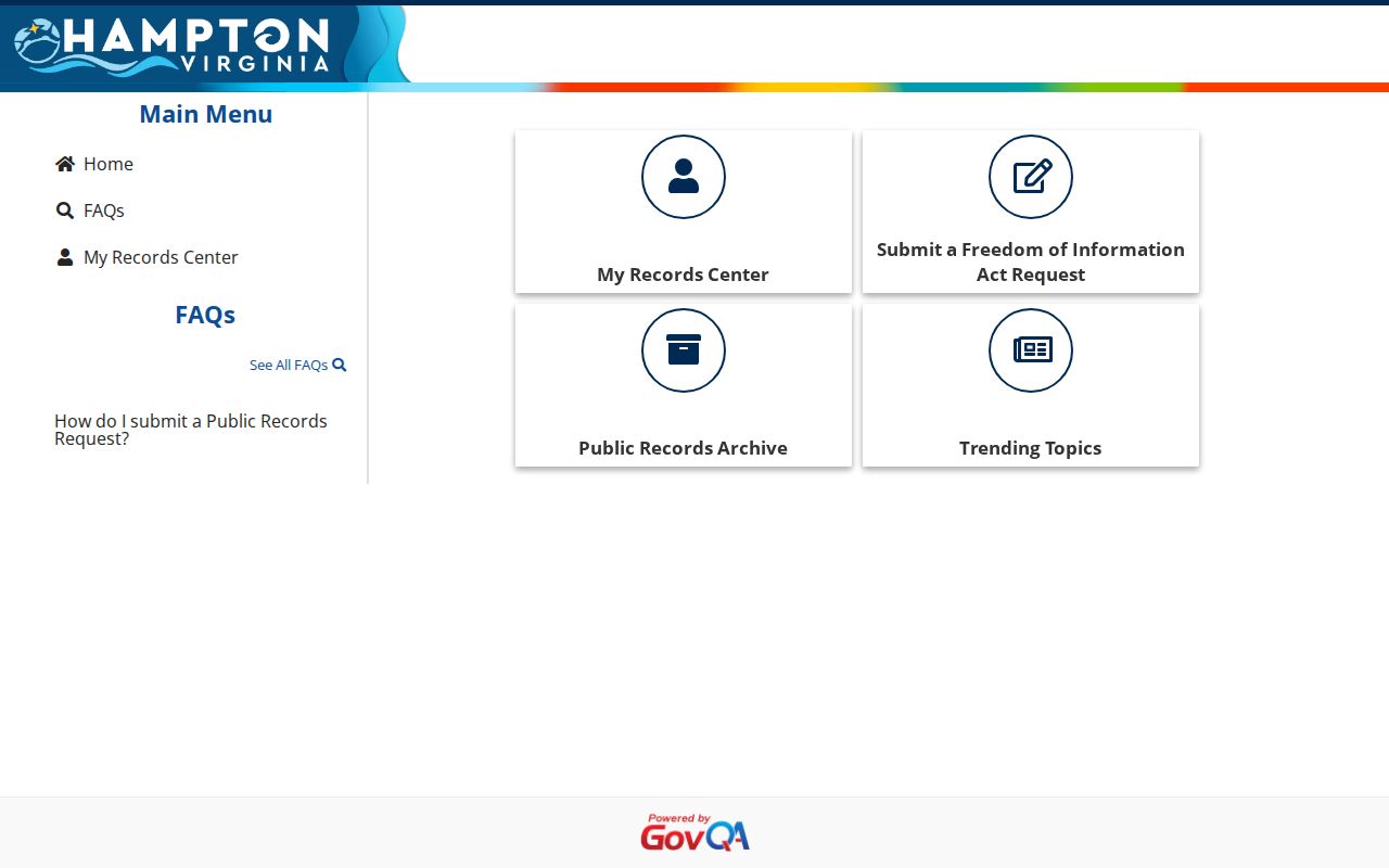 Hampton GovQA public records request portal