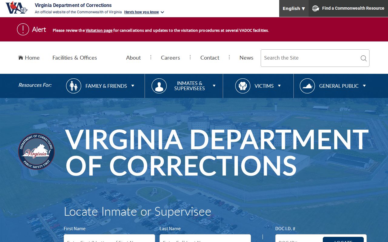 Hampton custody records in the Virginia inmate and supervisee locator